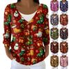 Women's Fashion Long Sleeve Christmas Snowman Snowflake Print Jacket Cardigan