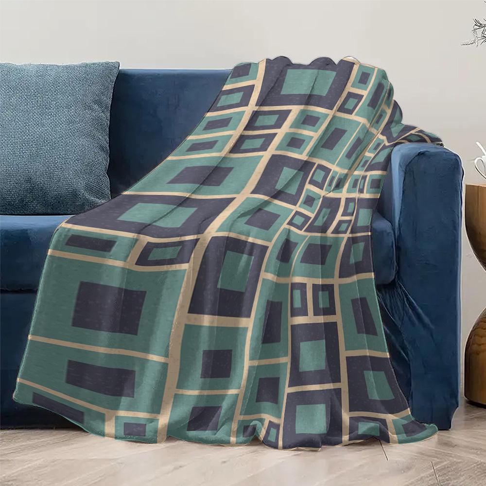 Geometric Square Pattern Blanket Throw Soft Cozy Sofa Bed Decorative Throw Blanket Gift