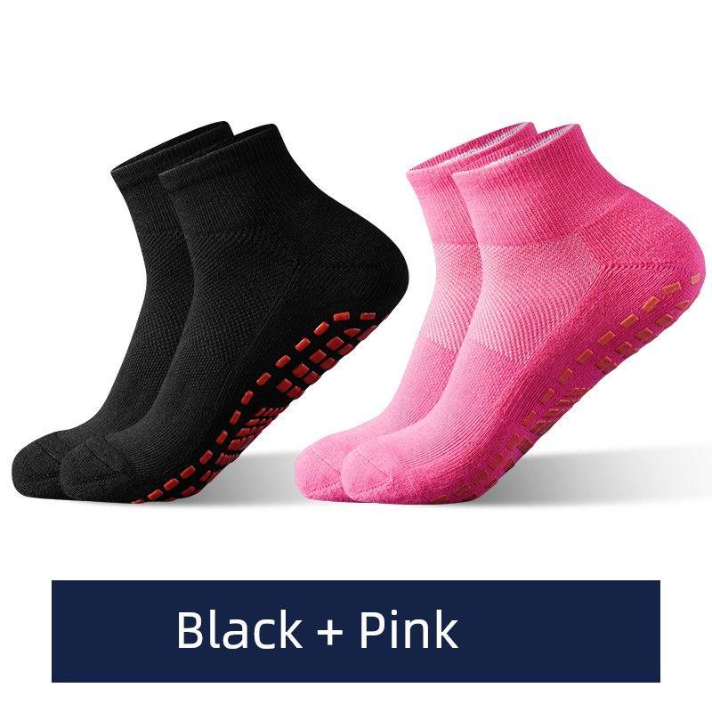 

Sports Fitness Yoga Socks Pilates Socks Fall and Winter Unisex Thickened Sweat-Absorbent Breathable Indoor Floor Anti-Skid Shock Absorption Socks Black + Pink