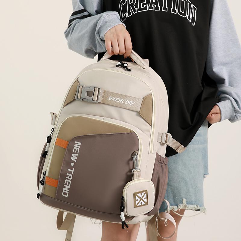 Plecak Ucznia Liceum Blok Kolorystyczny Duża Pojemność Wytrzymały Plecak