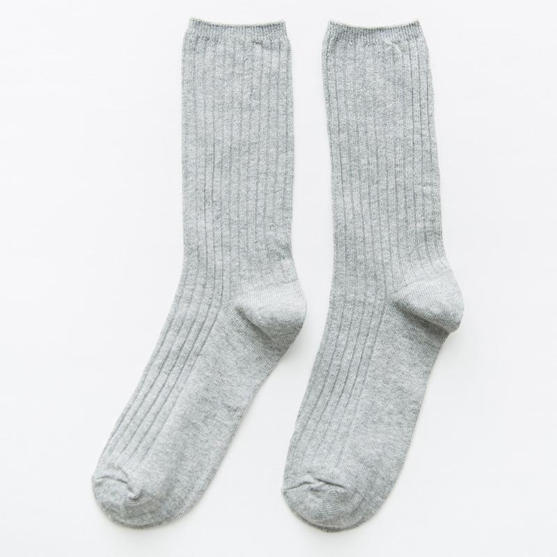 

Women s Spring and Autumn New Solid Color Fashion All Match In The Tube Pile Socks 1 pair светло-серый