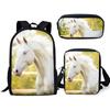 Novità Popolare Cavallo Popolare Stampa 3D Set da 3pz Zainetti Scolastici Zaino Daypack per Laptop Borsa a Spalla Inclinata Astuccio
