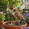 Fairy Deer Garden Stake, 2D Acrylic Fairy Tale Yard Art Stake, Forest Fairy Riding Deer Outdoor Decoration for Lawn Flower Bed Planter