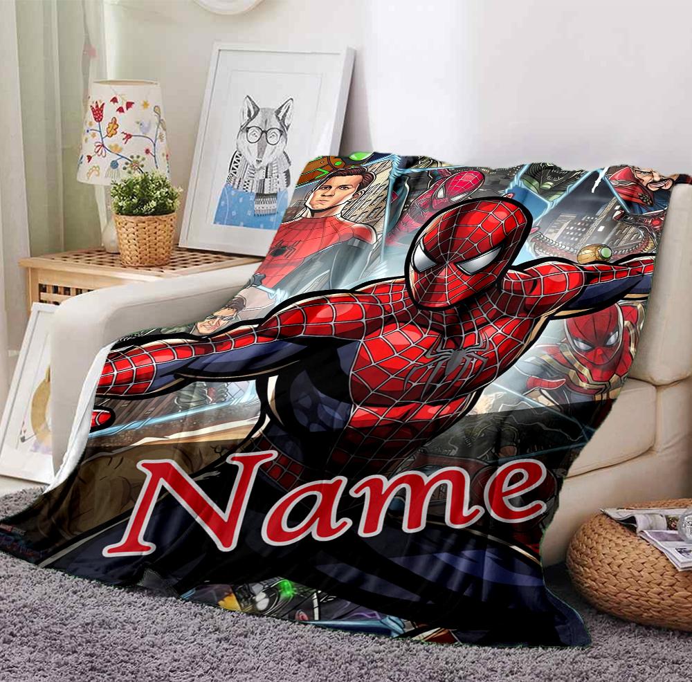Custom Name Spider-Man Urban Flannel Blanket Throw Blanket Soft Warm Sofa Bed Decor Unique Gift