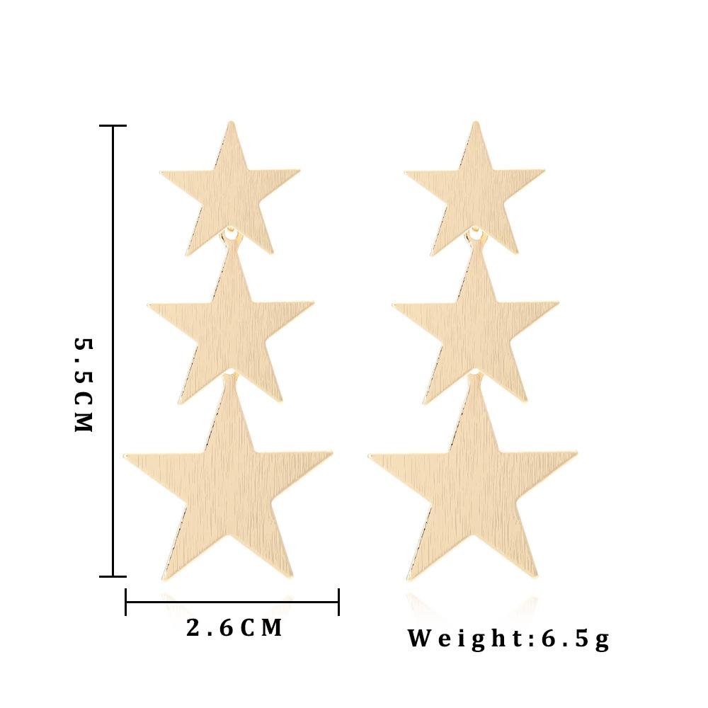 Vintage Long Star Dangle Earrings for Women Trendy Metal Golden copper Color Punk Statement Dangle Earrings Party Zircon