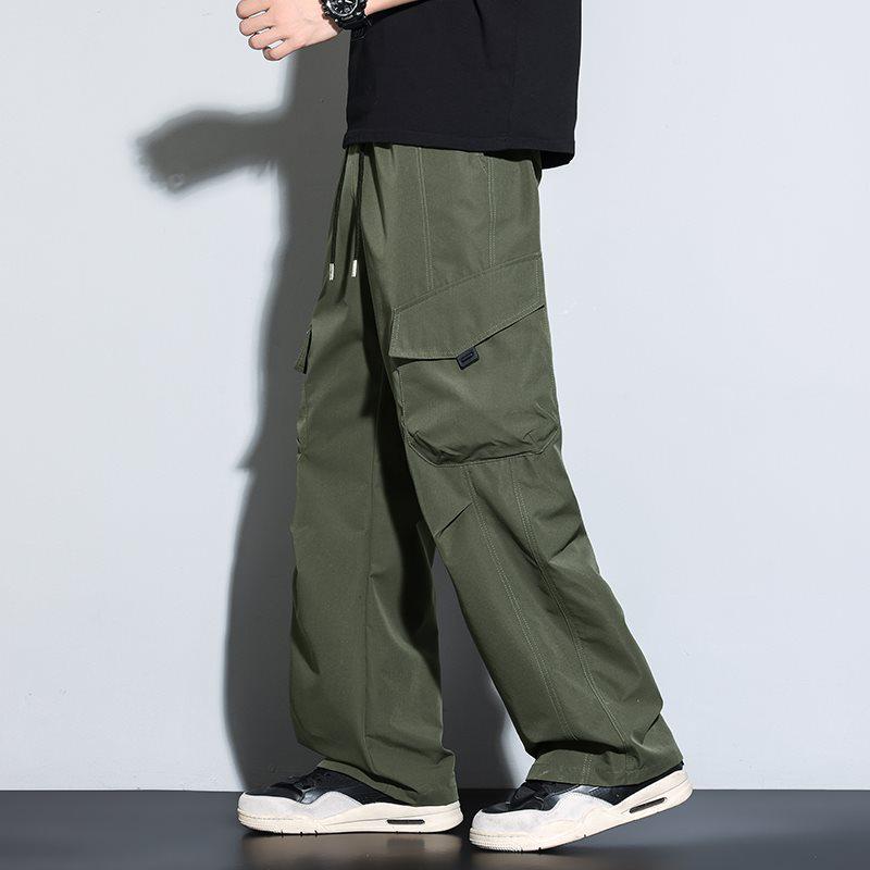 

M-8XL Spring/Summer Men s Casual Wide Leg Pants, Hong Kong & Japanese Style 2XL армія зелений колір