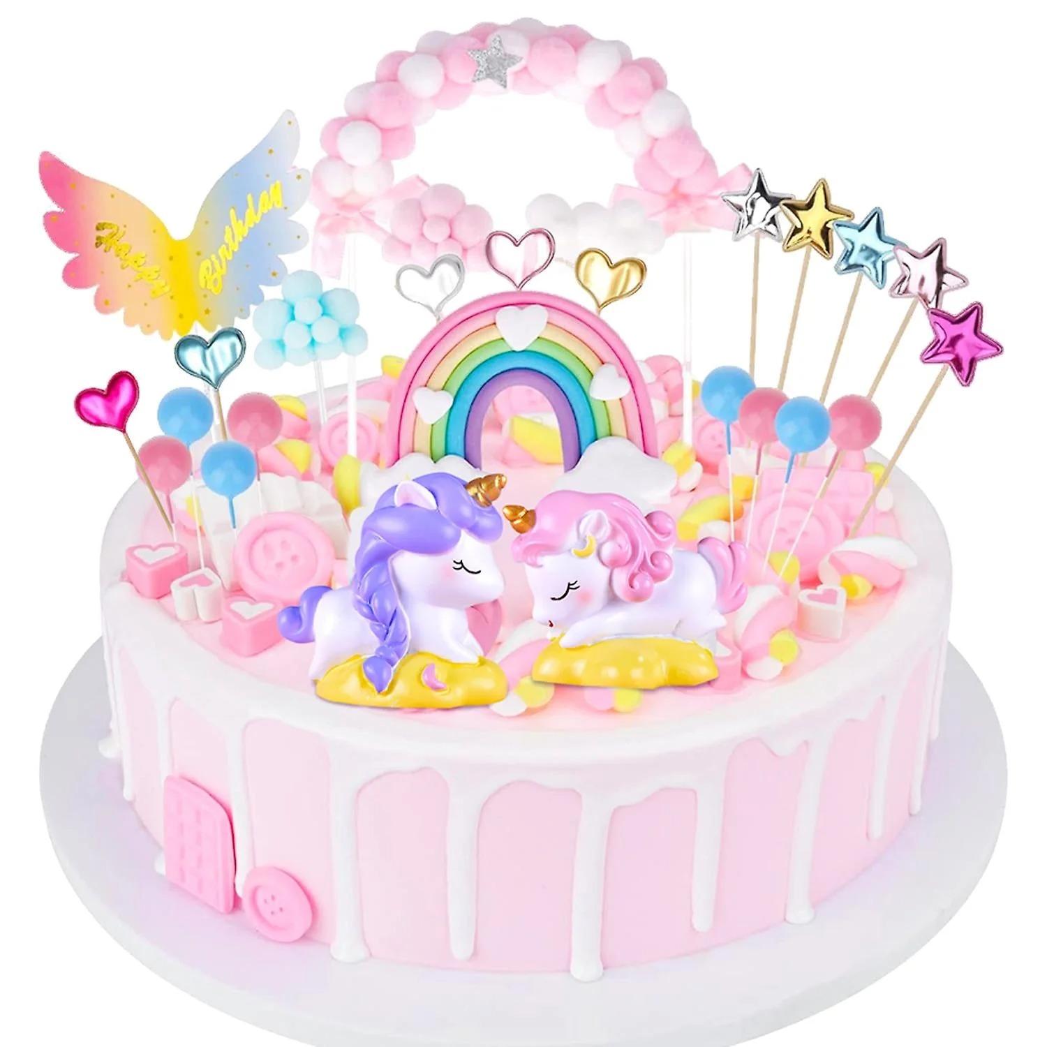 Rainbow Unicorn Birthday Cake Toppers, 26 Count