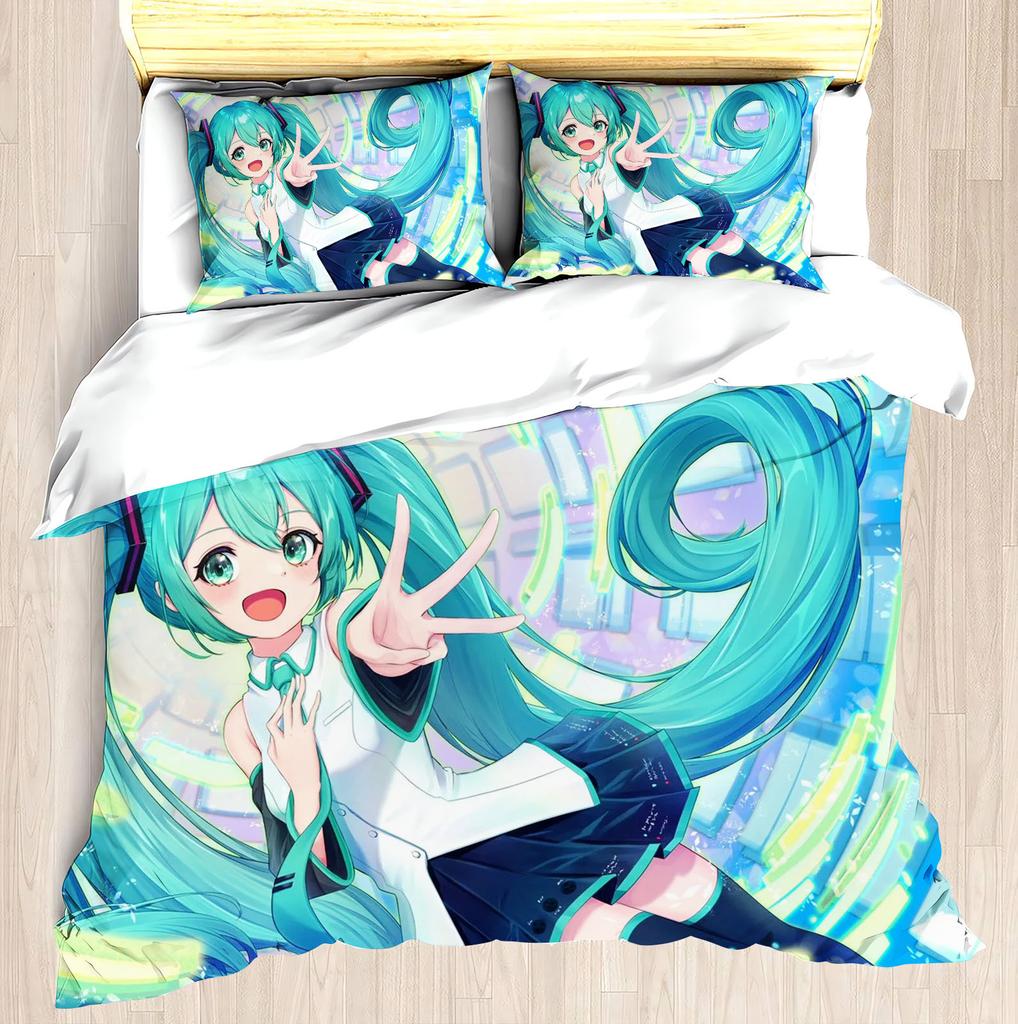 Hatsune Miku Duvet Cover Set Comforter Bedding 3d Children'S Bedding Set 3-Piece 1 Quilt Cover King Size