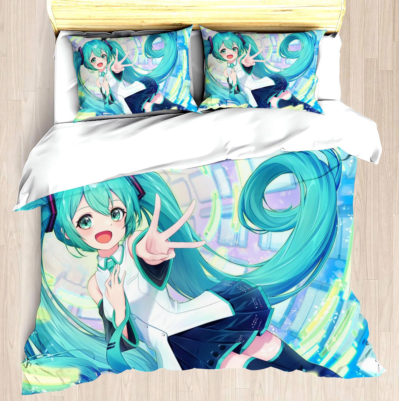 

Комплект пододеяльника Hatsune Miku Одеяло Постельное белье 3D Детский постельный комплект 3 предмета 1 пододеяльник Кинг-сайз 90X200CM