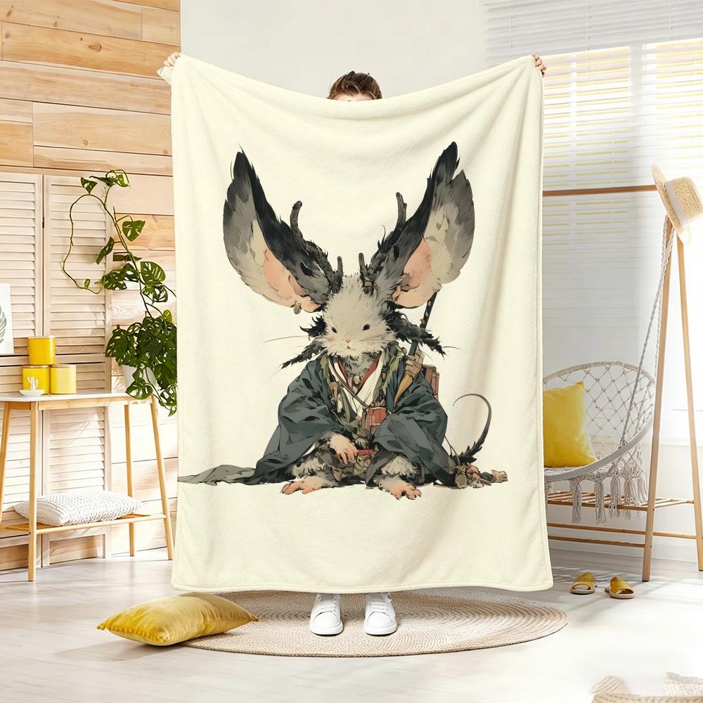 Cartoon S-Shan Hai Jing Beasts Throw Soft Warm Throw Blanket For Bedroom Living Room Bed Travel Camping Picnic Gift