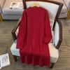 Plus Size Women's Loose Long Sweater Dress, Bust 150/160, 200/350 Jin, Round Neck, Style 8093