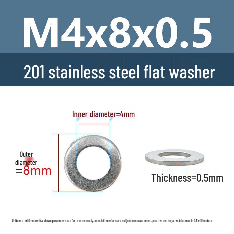 Yigu Yigu 201 Stainless Steel Flat Washer, Enlarged and Thickened Round Metal Screw Washer