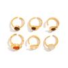 6Pcs Design Liquid Lava Flower Opening Ring Ins Baroque Imitation Pearl Set Gemstone Ring