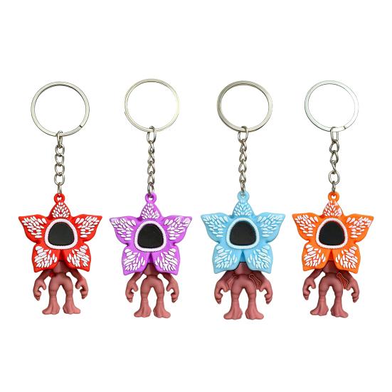 1/4 st Nyckelring Tecknad Blommig Design Nyckelring Handgjord PVC Metall Nyckelring Hängande Hänge Ryggsäck Väska Tillbehör