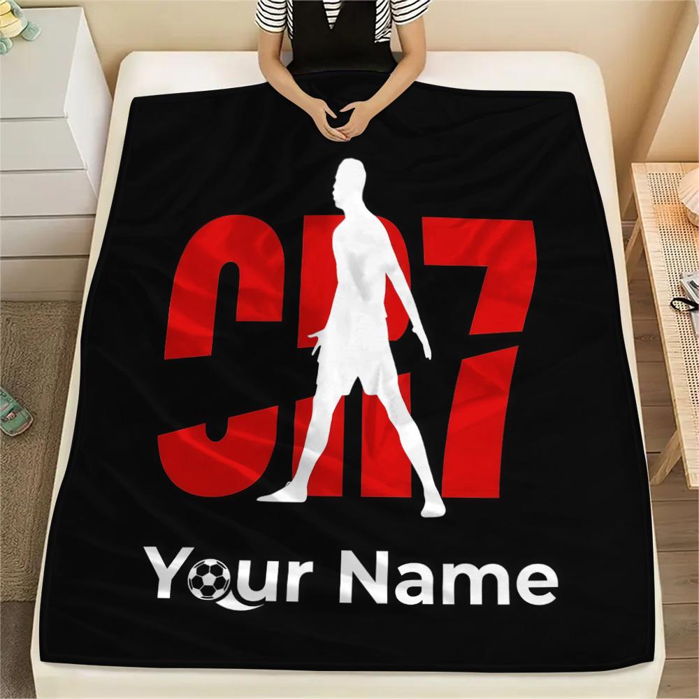 1PC Custom Name CR7 Patterned Flannel Blanket Suitable For All Seasons for Home Decor Warmth and Comfort Gifts Holiday Present -HE54