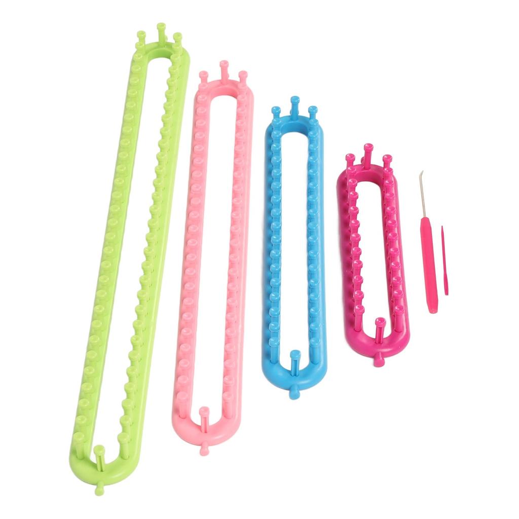 6pcs Long Knitting Loom Set Rectangle Plastic Weaving Looms Set Knitting Loom Set with Hook Needle
