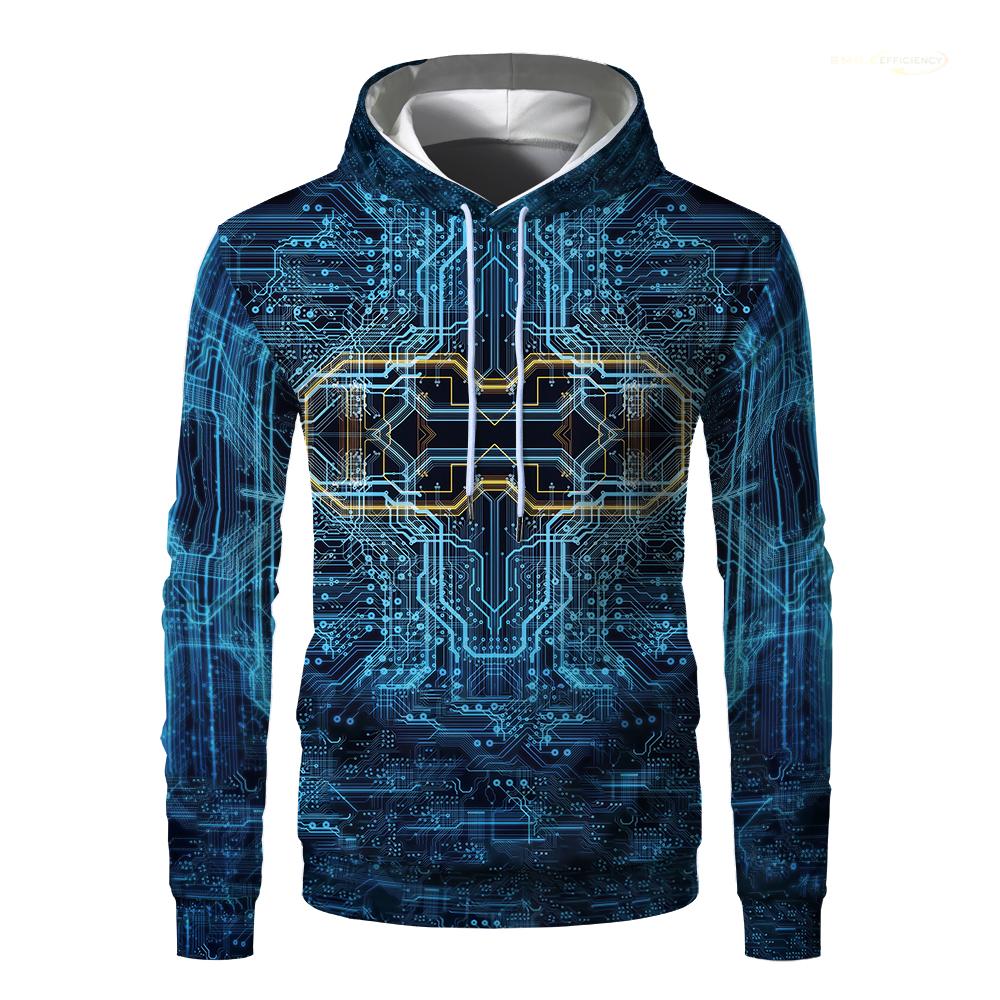 2023 Electronic Chip Pattern Fashion Devil 3D Printing Hoodie Men's Casual Funny Pullover Hip Hop