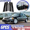 For Mercedes Benz S Class W140 MK3 1992~1999 1993 6PCS Black Carbon Window Trim Covers B C Pillar Posts Stickers Car Accessories