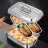 Edelstahl Lunchbox Doppelschichtige Bento-Box mit Fächern Auslaufsicherer Lebensmittelbehälter für Erwachsene und Kinder