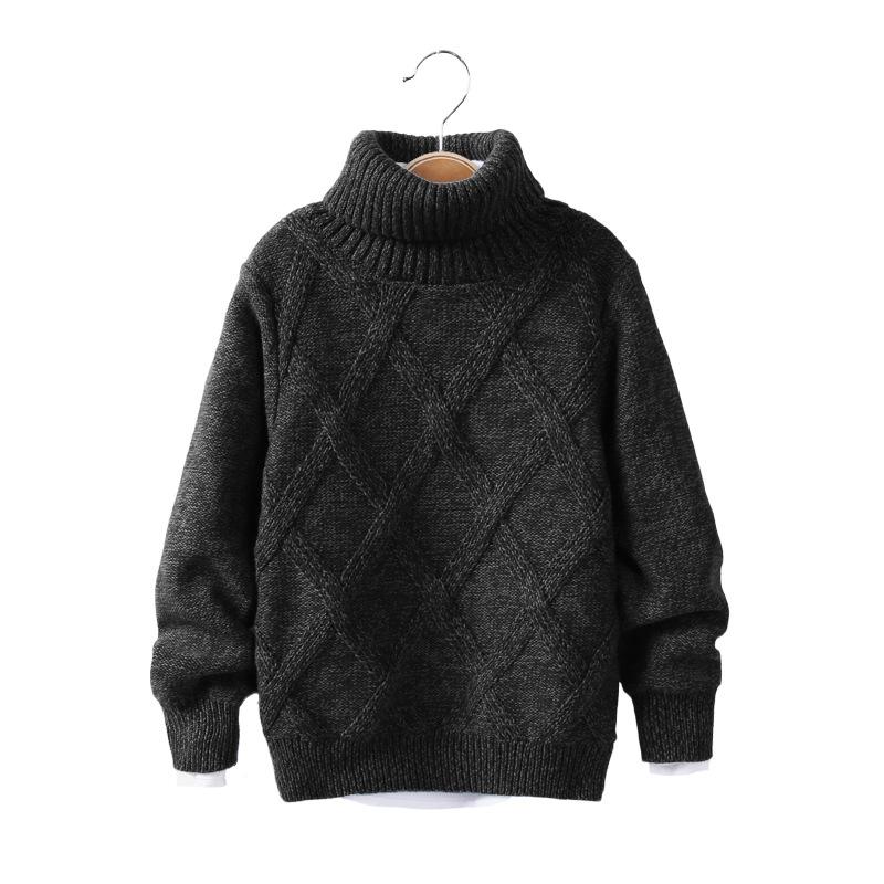 

Осенне-зимний детский свитер с высоким воротником для мальчика, детский толстый вязаный свитер для ношения под низ, однотонный пуловер с высоким воротником, спортивная одежда для маленьких мальчиков 100 прохладный черный