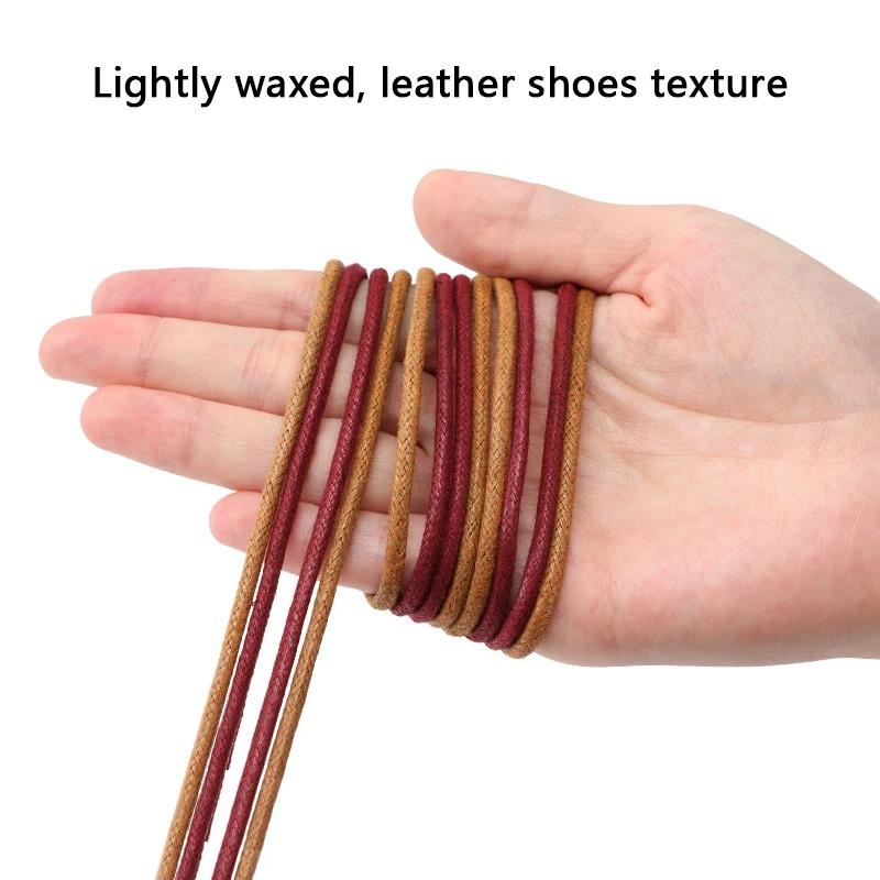 1Pair Cotton Waxed Shoelaces Men's Black Waxing Business Leather Shoelaces Boots Leather Boots Round Shoe Rope Linen Fine Laces