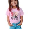 Girls' Leisure 100DAY Letter Pattern T-shirt - Summer Children's Fashion Short-Sleeved T-shirt