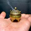 Mini Tripod Incense Burner Antique Style Brass Finger Tip Small Censer for Home Decor Meditation Zen Desk Altar