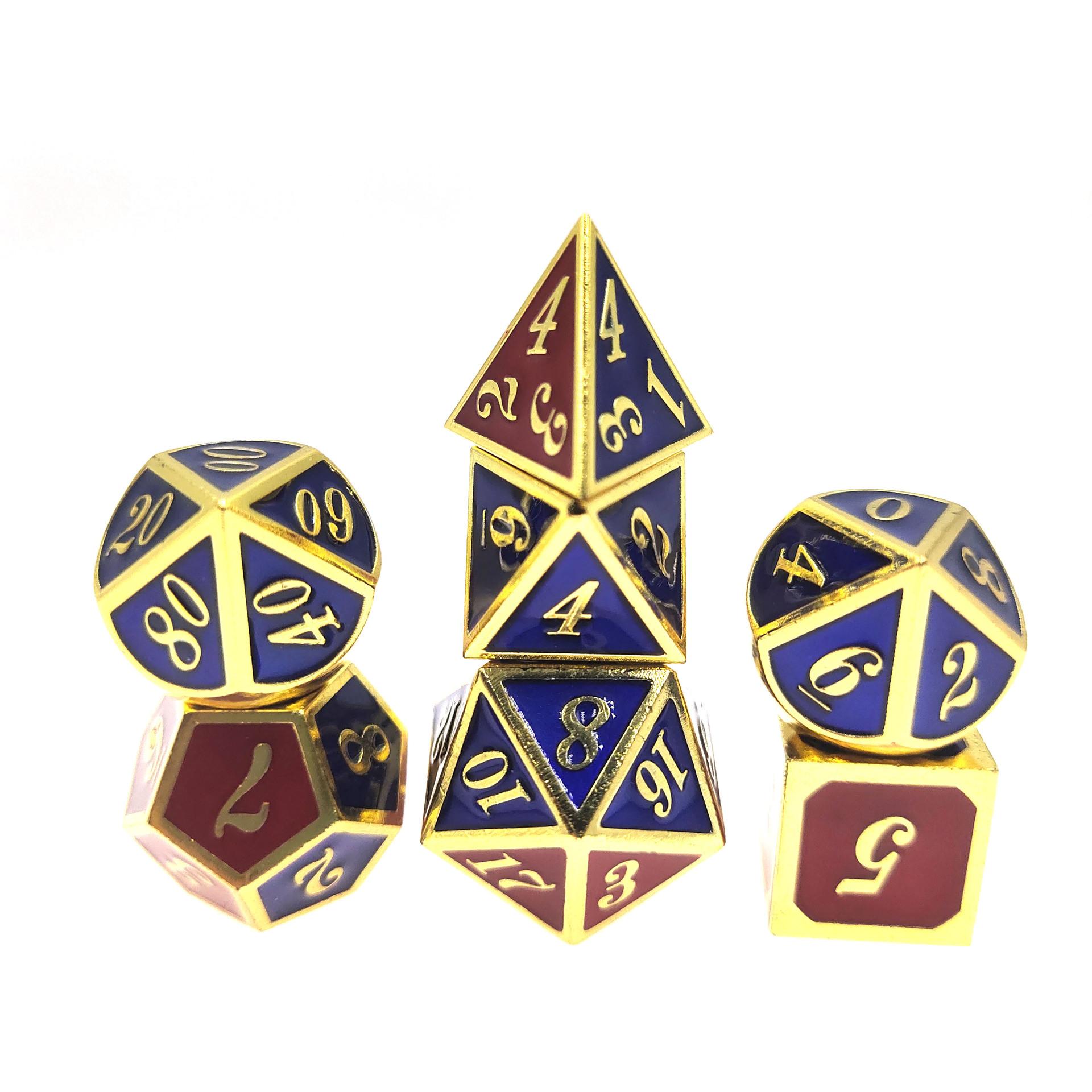 

DND Metal Dice Set D&D Metal DND Dice для Dungeons and Dragons RPG Games-Vampire синий/красный