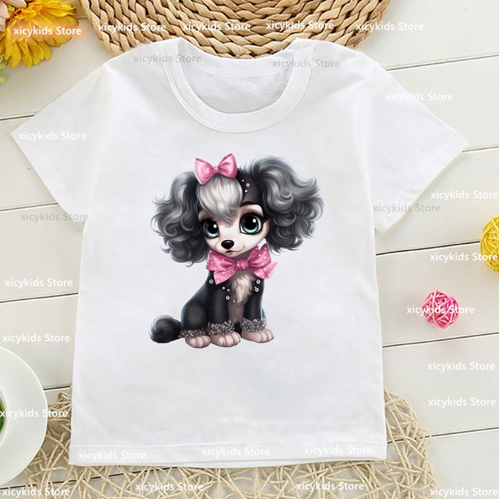 New Kids Tshirt Funny Corgi Maltese Dog Animal Print Boys T-Shirt Fashion Kawaii Girls T-Shirt Autumn White Shirt Top Wholesale