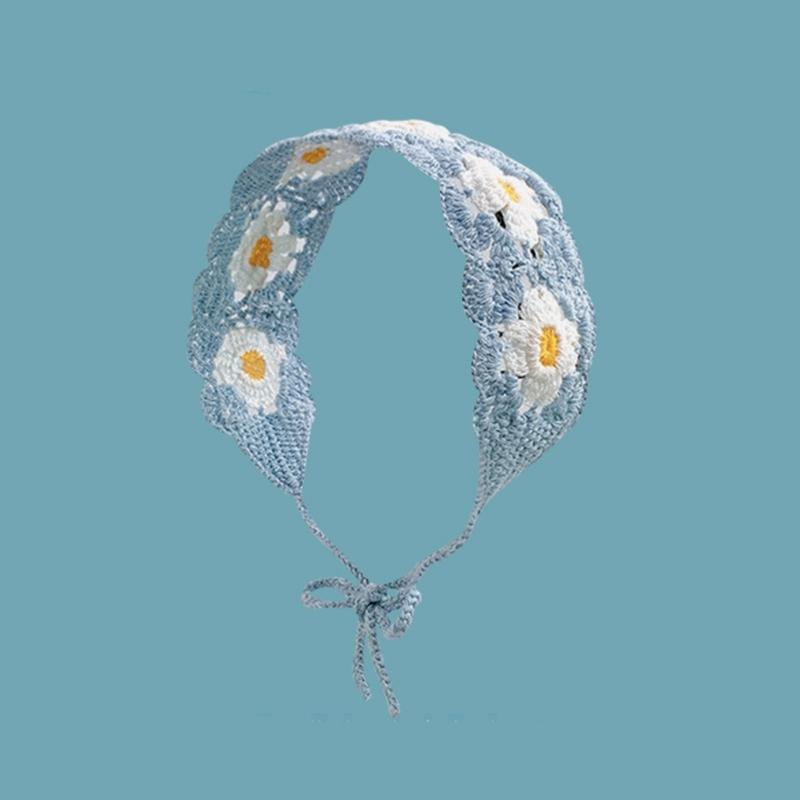 Süße Mädchen Buntes Häkelstirnband Sommer Sonnenschutz Turban zum Binden Camping Kopfwickel Teenager Liebliches Haartuch