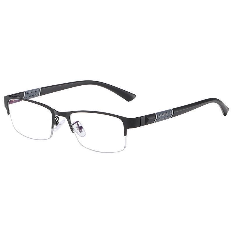 High-End Semi-Rimless Men's Photochromic Myopia Glasses - Anti-Blue Light, Prescription Compatible, Trendy Design