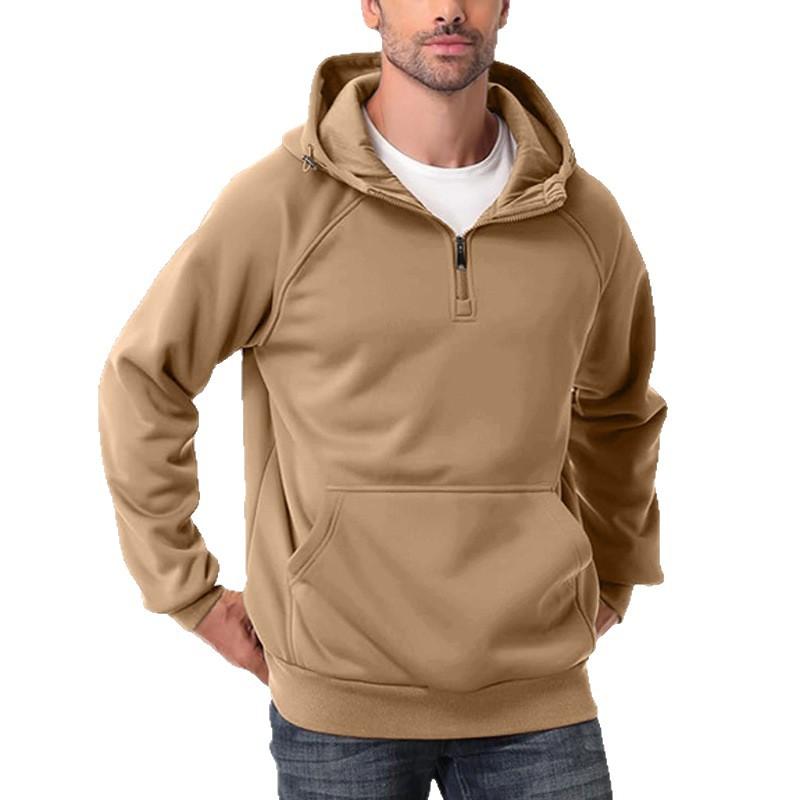 Felpa con mezza zip da uomo Autunno e Inverno Velluto Ispessito Felpa con cappuccio da uomo Top Giacca Monocolore