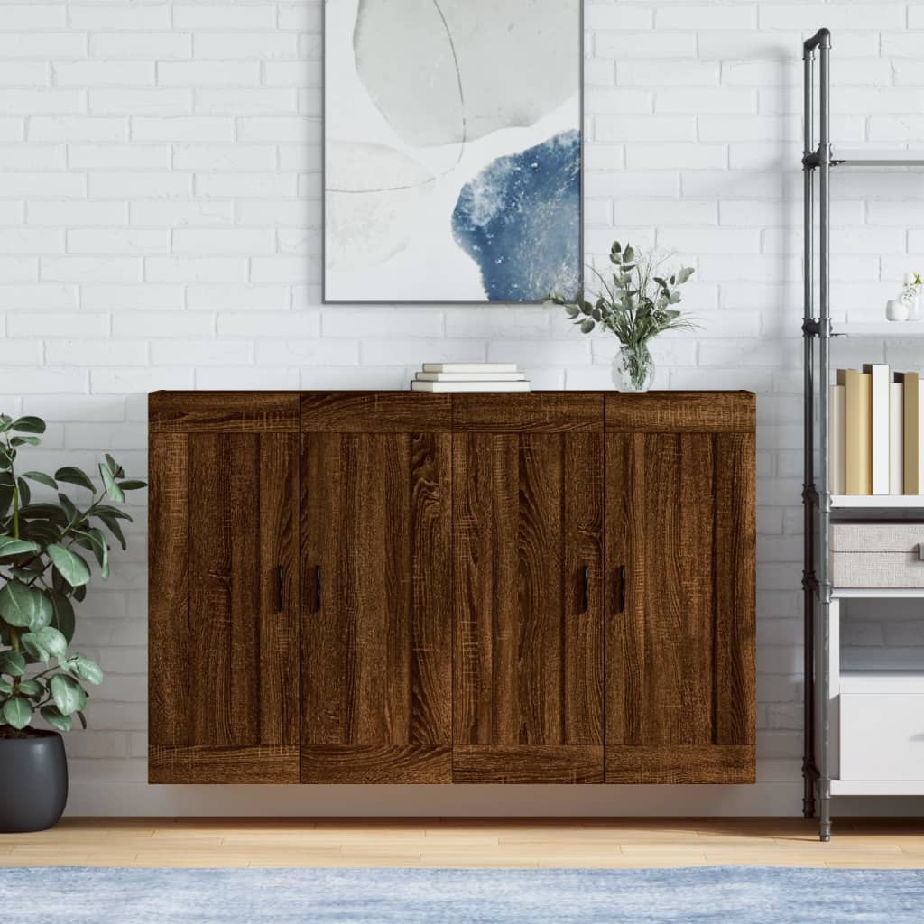 Wall Cabinets 2 Pcs Brown Oak Effect Particleboard
