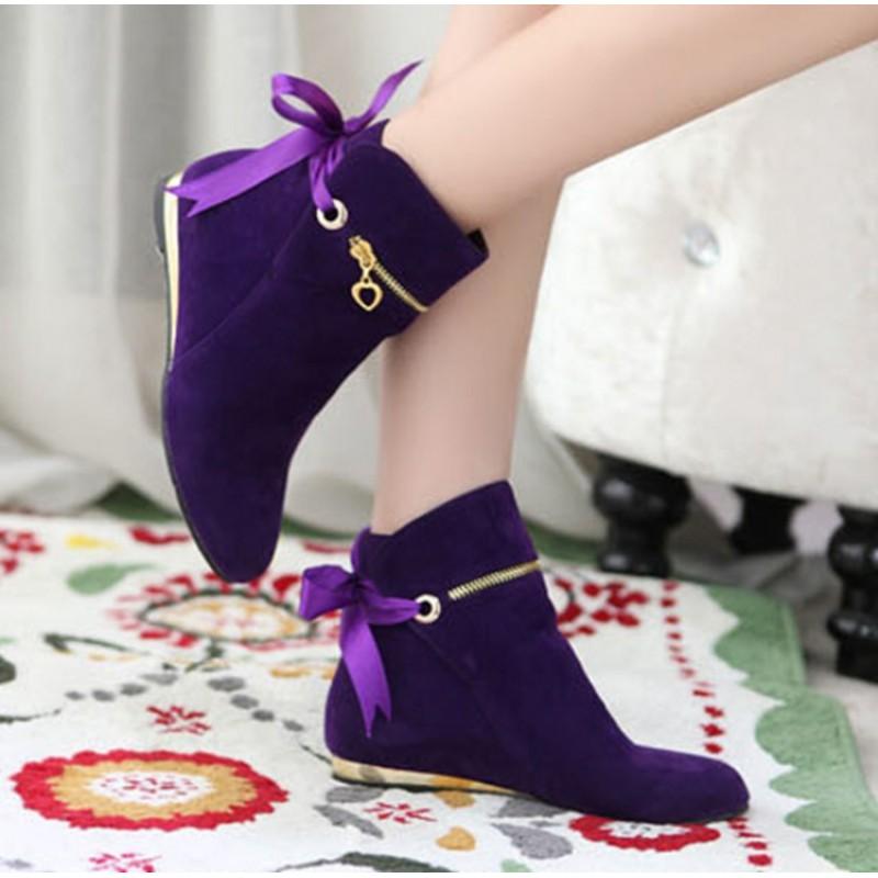 Womens Suede Ankle Boots Low Heel