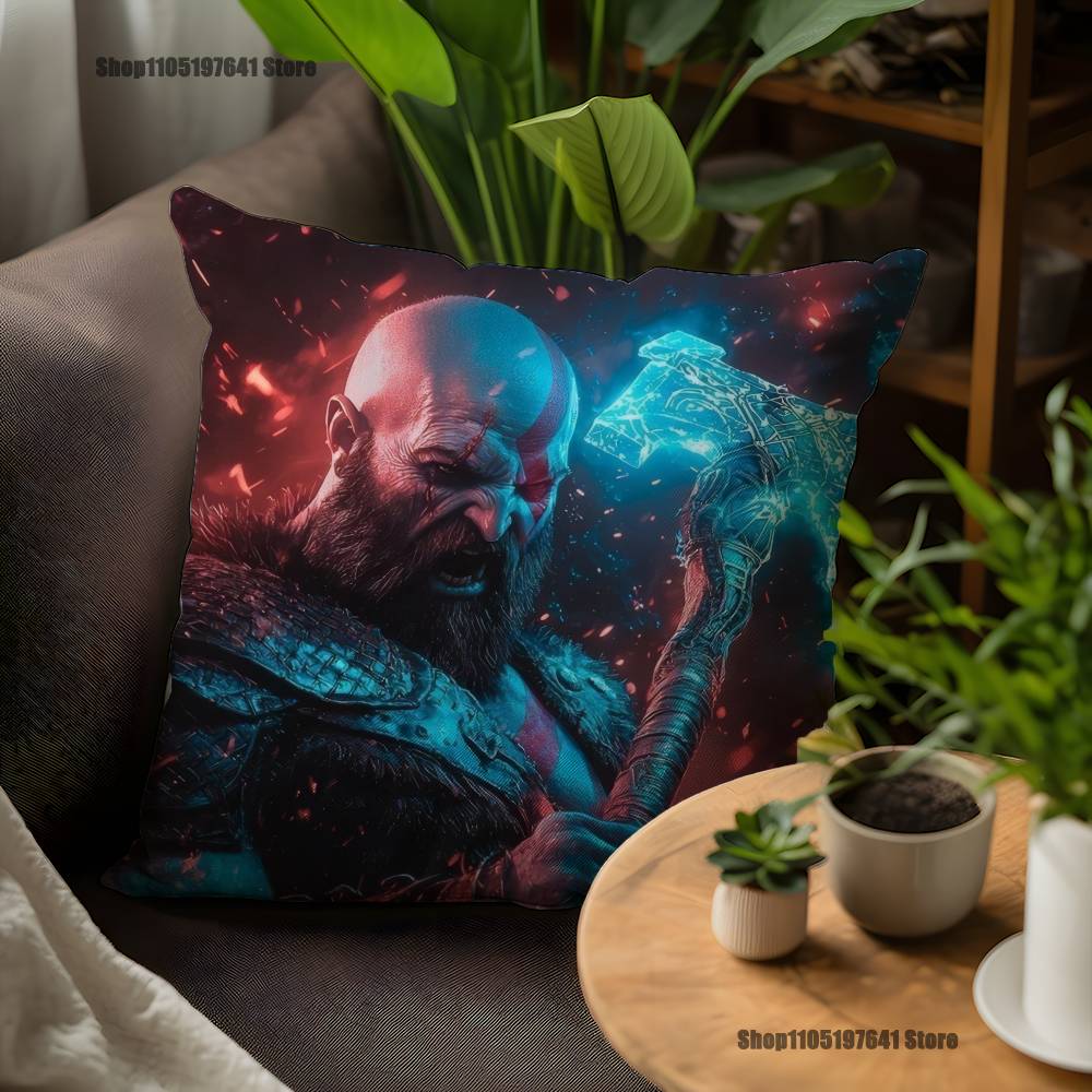 Game G-God Of W-War Kratos Pillow Case For Sofa Decor Car Office Room Printing Cushion Cover Decorations And Protector