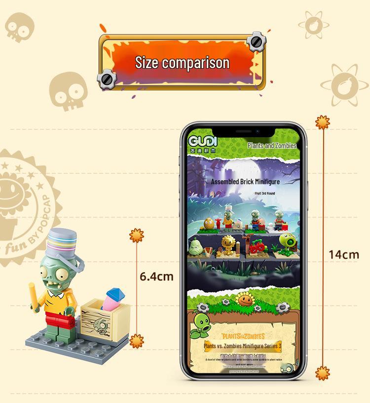 Goody Plants vs. Zombies Sunflower Pea Shooter Zombie Assembly Model Toy