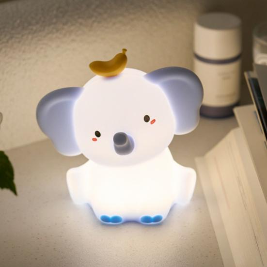 Elephant Night Light Silicone BPA-Free Dimmable Touch Control Night Lamp 2-Level Dimmable Rechargeable Auto-Off Timer Night Lamp Nursery Decor