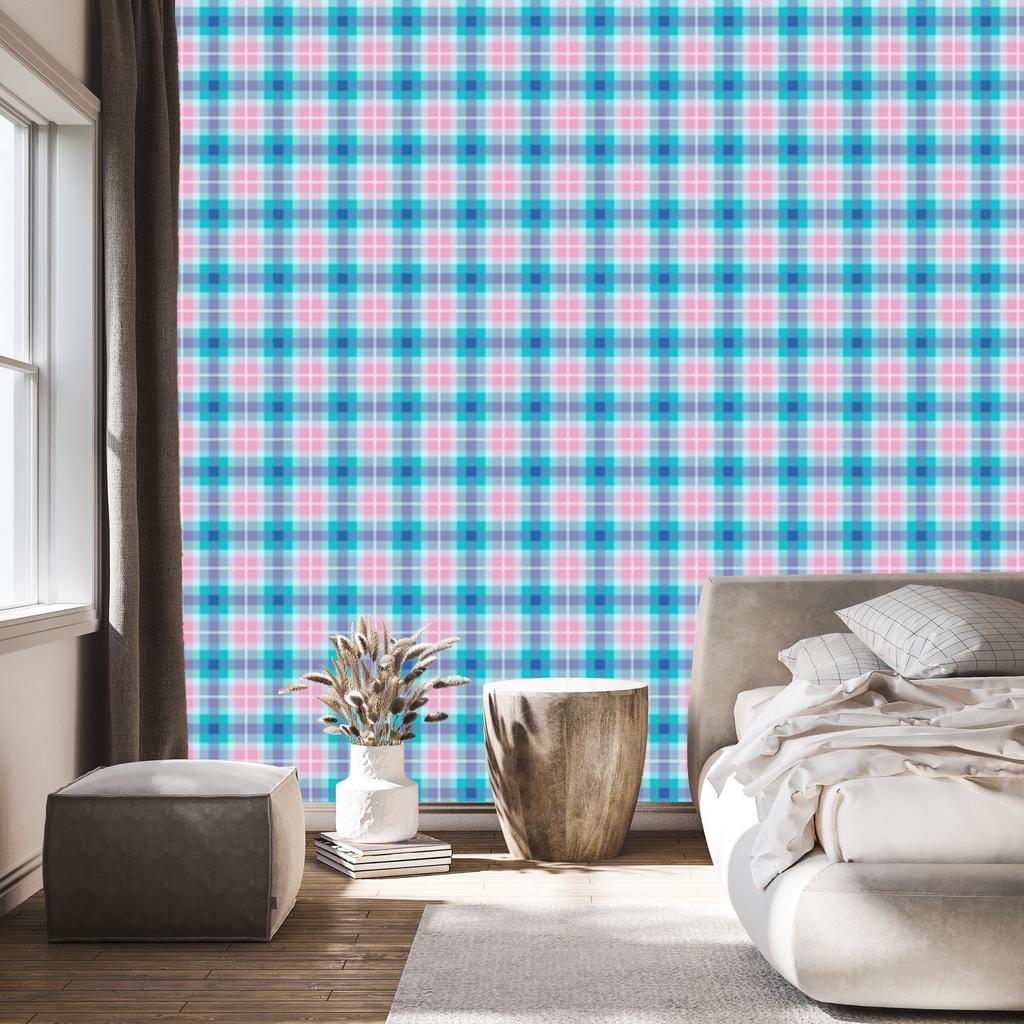 Candy Check Wallpaper Blue and Azure for Living Room and Bedroom 50x1000