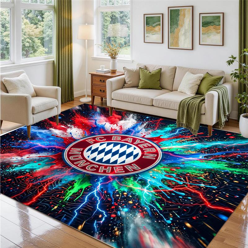 Bayern Munich Design Crystal Velvet Rug Soft Decorative Mat for Bedroom Entrance
