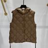 Autumn and Winter New Women's Single-breasted Hooded Rhombus White Duck Down Vest Vest Jacket Vest