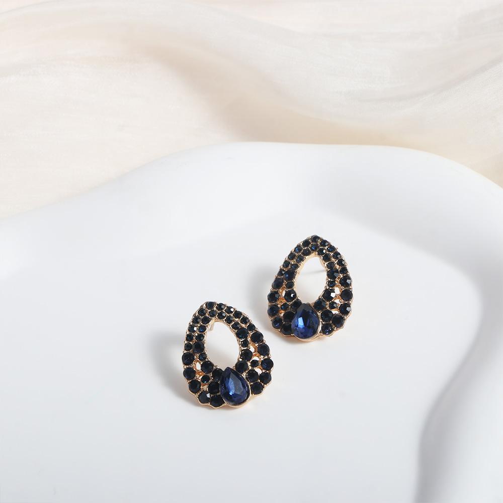 Style Fashion Blue Rhinestone Dangle Ear Stud Earrings Jewelry Water Droplets Australian Crystal