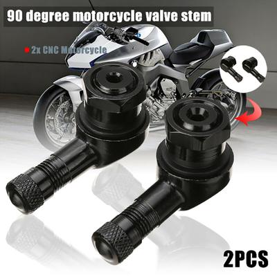 2Pcs Cnc Motorcycle 90 Degree Angle Wheel Tire Stem Tubeless Valve Aluminum