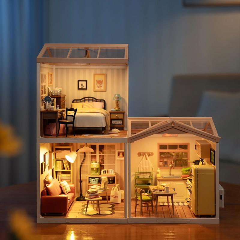 Robotime Rolife 3D Puzzle Super Store Sweet Dream Bedroom Plastic DIY Miniature House Kit Plastic Doll House Building Set Toy