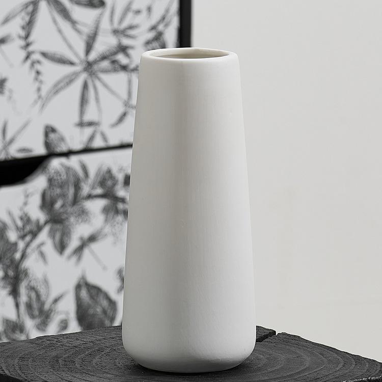 Nordic White Minimalist Ceramic Vase for Dried Flowers - Modern Hydroponic Decoration for Living Room or Dining Table.