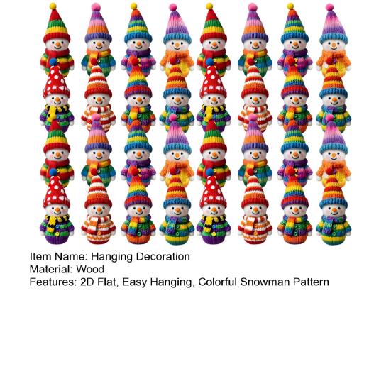 Colorful Snowman Hanging Decorations Wooden 2D Flat Snowman Ornaments Christmas Tree Decorations for Festive Holiday Gift Box Wreath Garland
