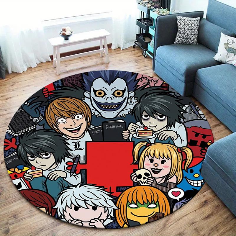 Death Note Round Area Rug Carpet Rug For Living Room Bedroom Sofa Playroom Decor Nonslip Floor Mat