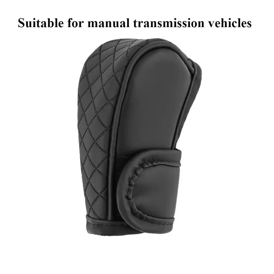 Mobidea Breathable Cowhide Gear Shift Cover - Carbon Fiber Patterned Leather Anti-Slip and Non-Destructive Installation