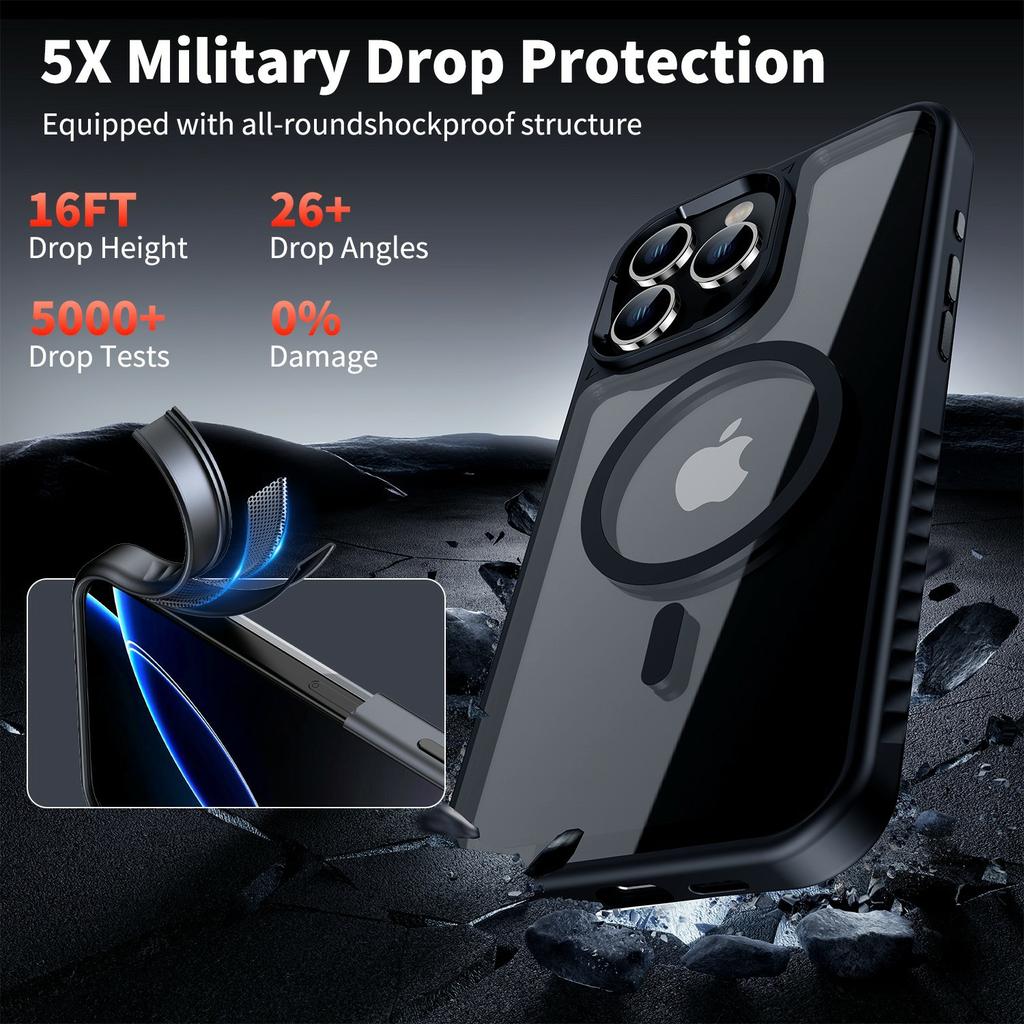 For iPhone 16 Case Compatible with MagSafe TPU+PC Shockproof Phone Back Cover