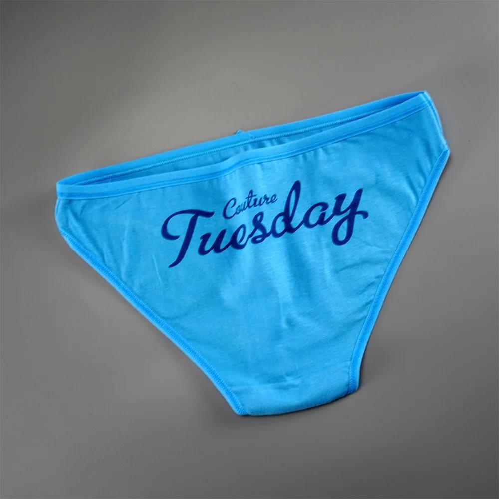 7 Stück/Packung Woche Gedruckte Bikini Unterwäsche Damen Baumwolle Buchstaben Bikini Slips Bequeme Damen Übergröße Slips Dessous S-XXL