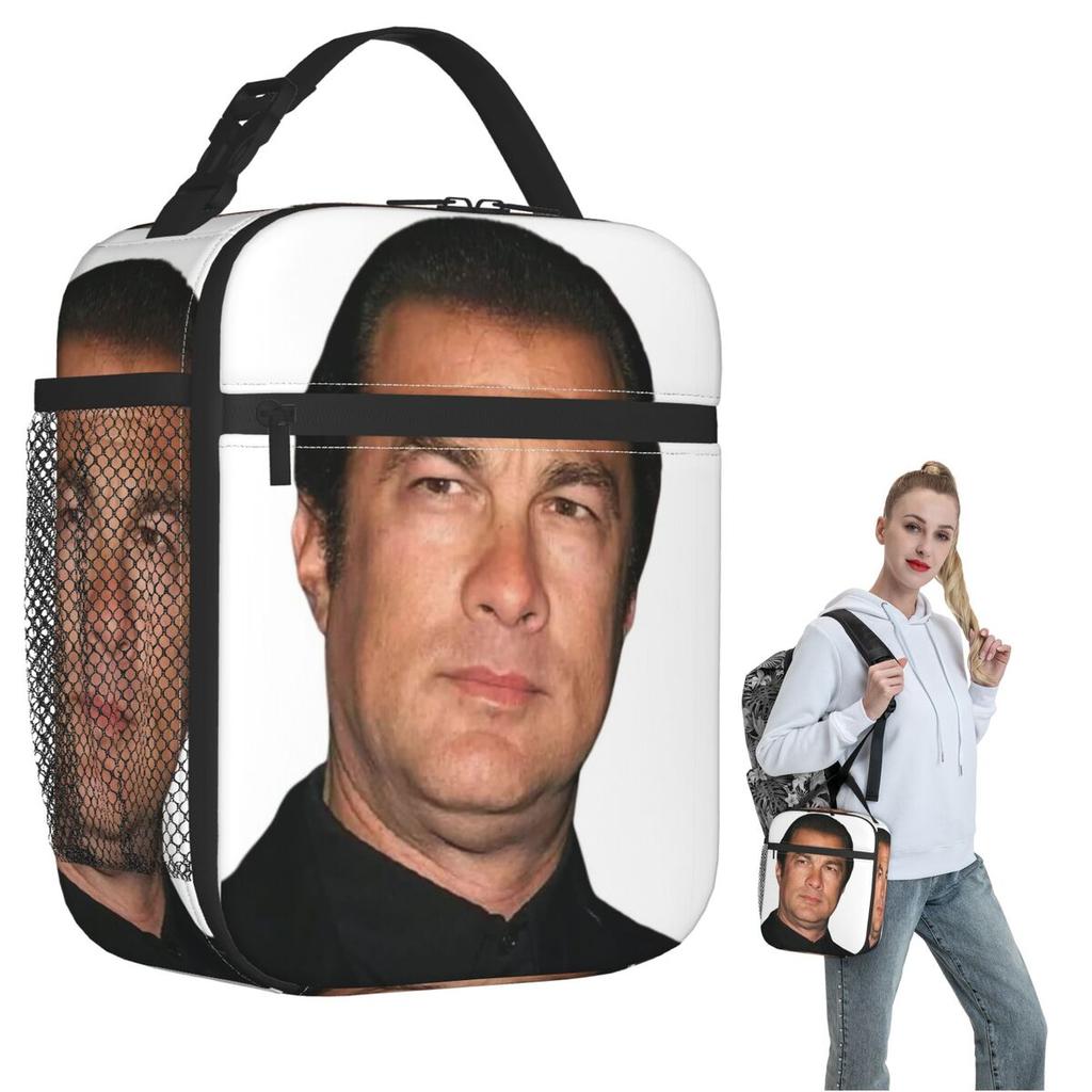 Steven Seagal Insulated Lunch Bag for Women Kids Portable Food Boxes Thermal Lunch Box Tote